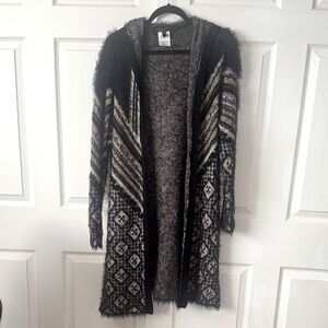 BCBGMaxAzria Black and Tan Patterned Cardigan